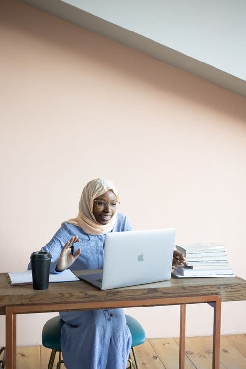 African learner focused during a Google Meet class